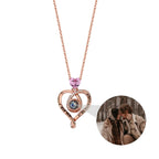 Zircon heart-shaped projection necklace with customizable photos Personalized Pendant nowadaysfashion