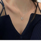 Zircon horseshoe necklace nowadaysfashion