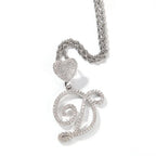 Zircon love button head floral letter pendant diamond hip hop pendant nowadaysfashion