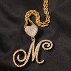 Zircon love button head floral letter pendant diamond hip hop pendant nowadaysfashion