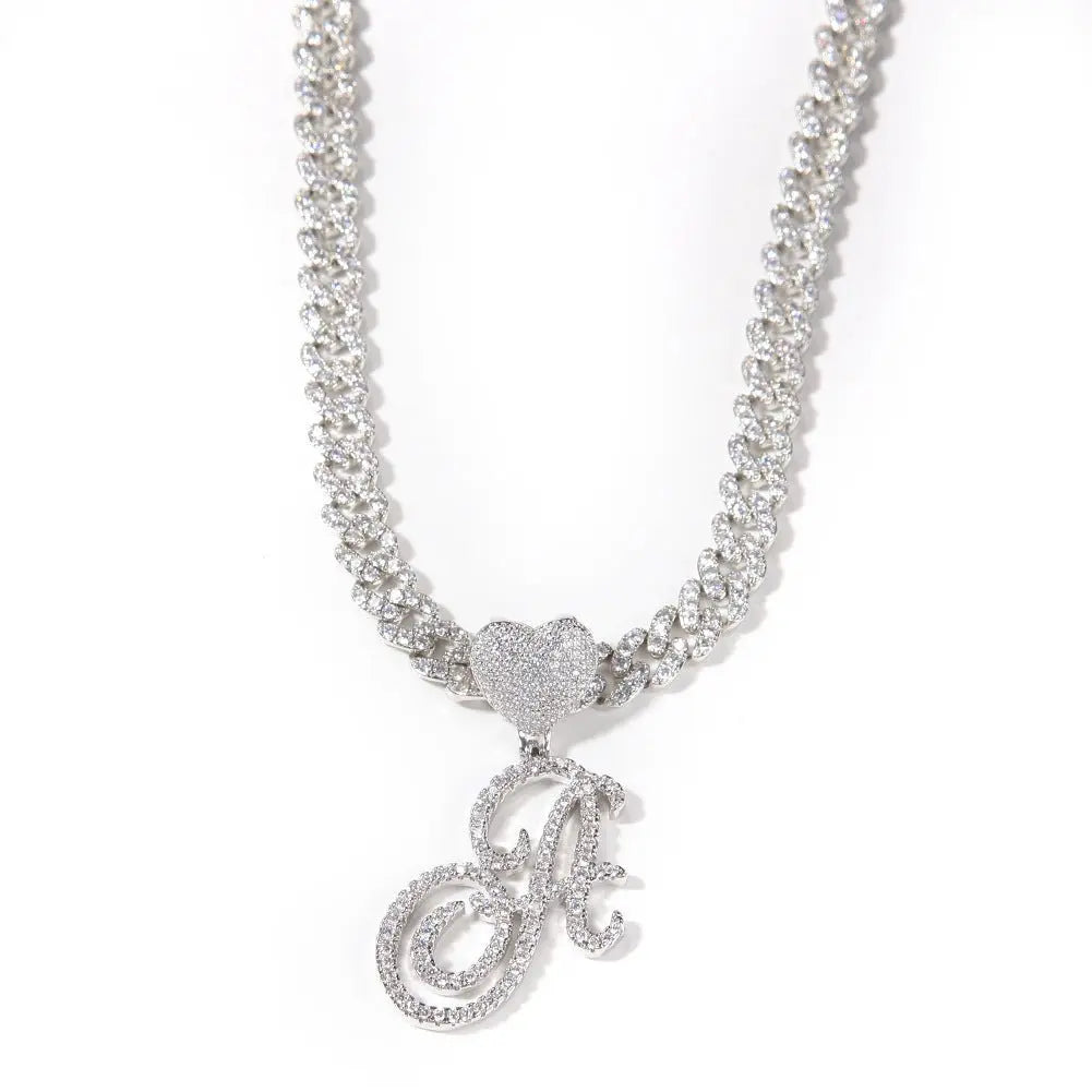 Zircon love button head floral letter pendant diamond hip hop pendant - Blade & Thread