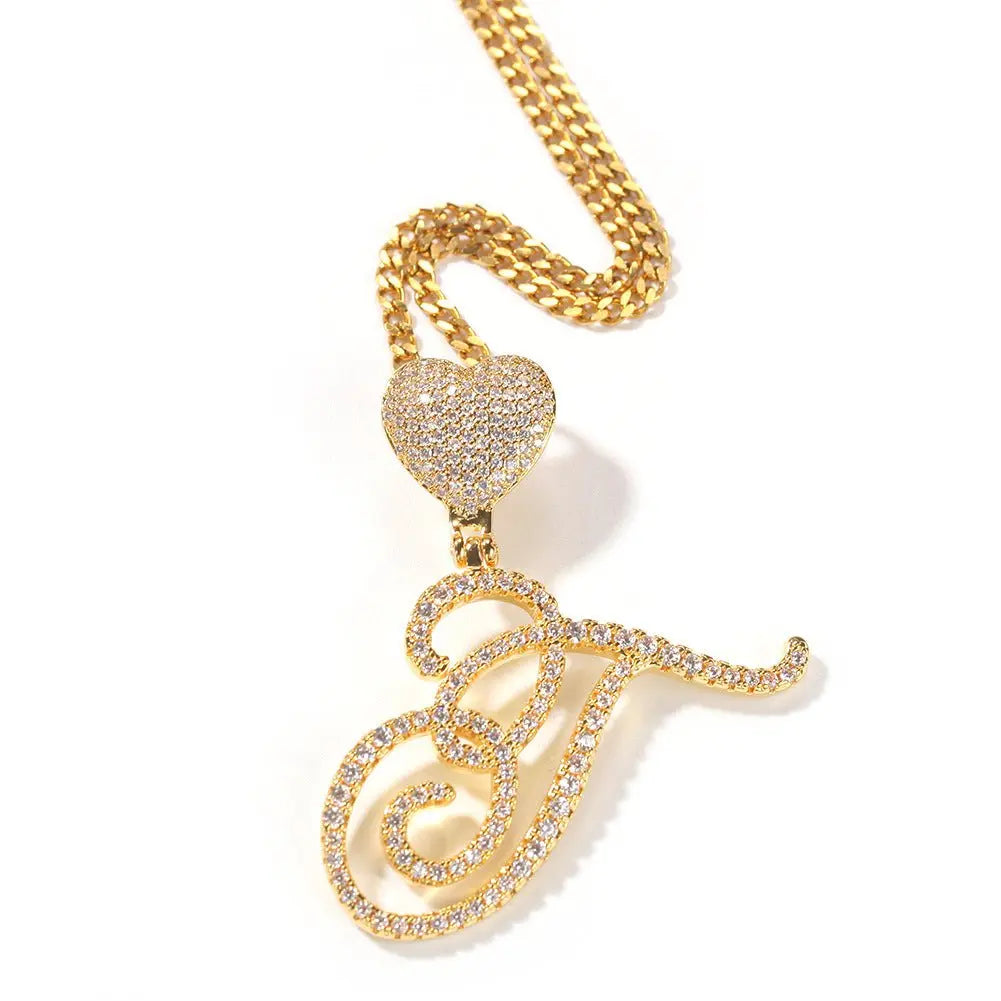 Zircon love button head floral letter pendant diamond hip hop pendant - Blade & Thread