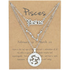 Zodiac Necklace Vintage English Star Image Pendant Three Piece Jewelry Set nowadaysfashion
