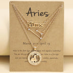 Zodiac Necklace Vintage English Star Image Pendant Three Piece Jewelry Set nowadaysfashion
