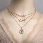 Zodiac Necklace Vintage English Star Image Pendant Three Piece Jewelry Set nowadaysfashion