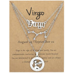 Zodiac Necklace Vintage English Star Image Pendant Three Piece Jewelry Set nowadaysfashion