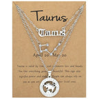 Zodiac Necklace Vintage English Star Image Pendant Three Piece Jewelry Set nowadaysfashion