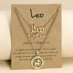 Zodiac Necklace Vintage English Star Image Pendant Three Piece Jewelry Set nowadaysfashion