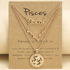 Zodiac Necklace Vintage English Star Image Pendant Three Piece Jewelry Set nowadaysfashion