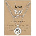 Zodiac Necklace Vintage English Star Image Pendant Three Piece Jewelry Set nowadaysfashion