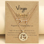 Zodiac Necklace Vintage English Star Image Pendant Three Piece Jewelry Set nowadaysfashion